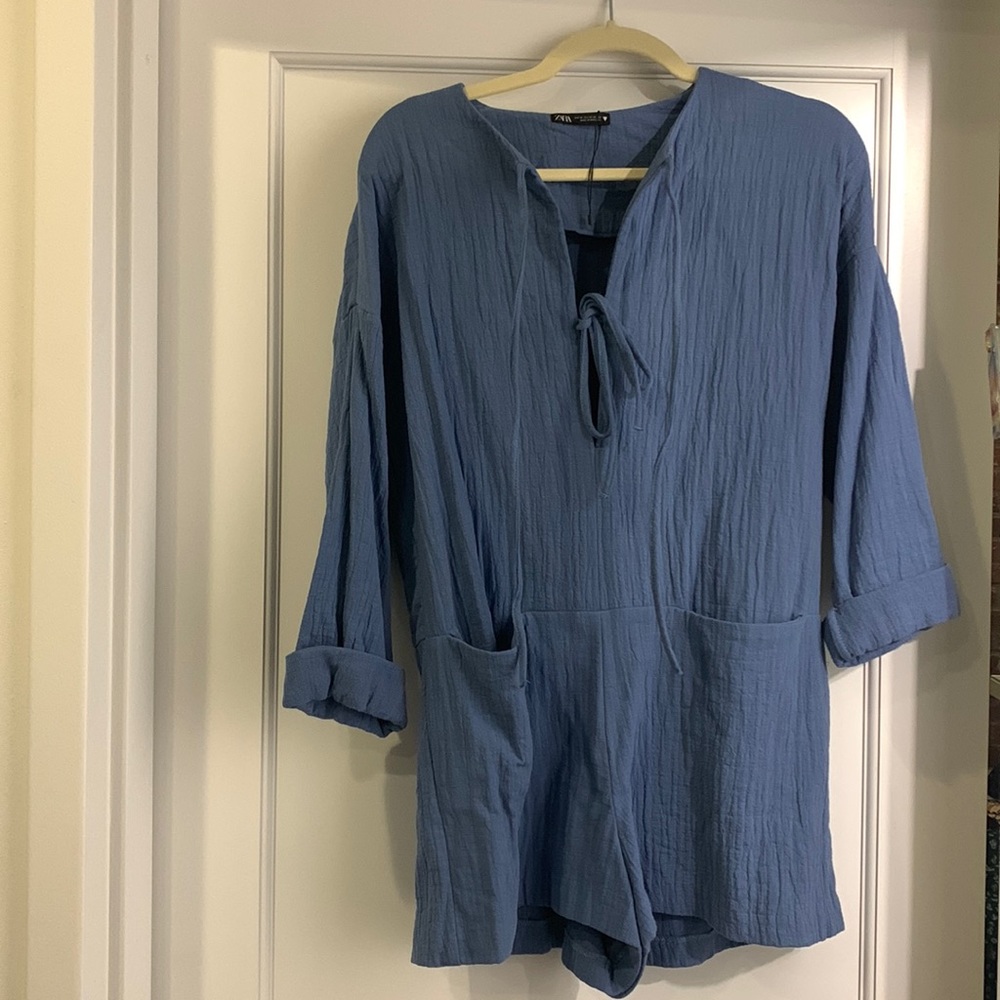Gorgeous blue romper from Zara - Tag is off but never worn!